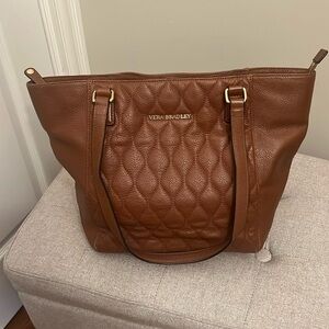 Vera Bradley Brown Leather Top Zipper Purse